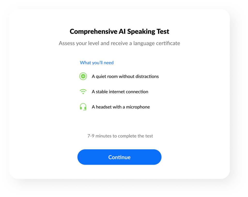 Hallo's language assessment instructions sample example